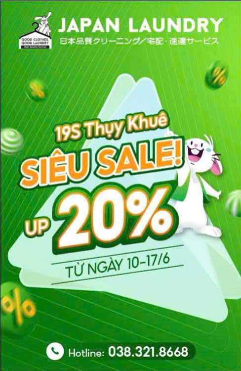 Đại hội SIÊU SALE Giảm 20% khi khách mang qua cửa hàng 19S Thuỵ Khuê